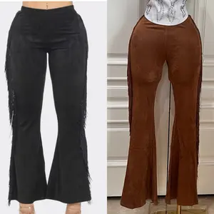 Mia Suede Bell Bottom Pants
