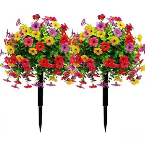 Artificial Daisy Eucalyptus Flowers, UV Resistant, Outdoor Spring Summer Decor, House Plants Decor, Ground Stake Included, Porch Indoor Courtyard Balcony Yard, Artificial Flower Decoration, Plastic Flowers
