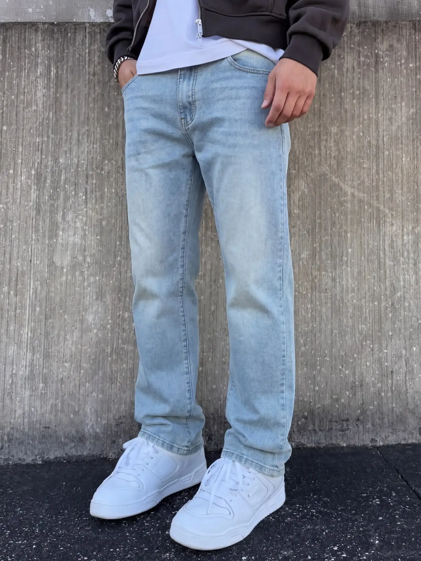 Men's Slim-Fit Straight Leg Stretch Jeans, Stretchy Pocket Jeans, Thin Vintage Cat Whisker Design, Casual Style, Gift for Father/husband, All Seasons, Slim Fitting Jeans