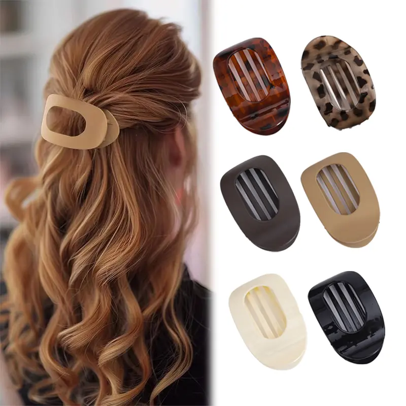 6-Pack Flat Hair Clips – No-Crease Acrylic Barrettes for Women & Girls ,Strong Hold, Matte Claw Clips for Thick & Thin Hair,Trendy Hair Accessories for Work, Party & Travel