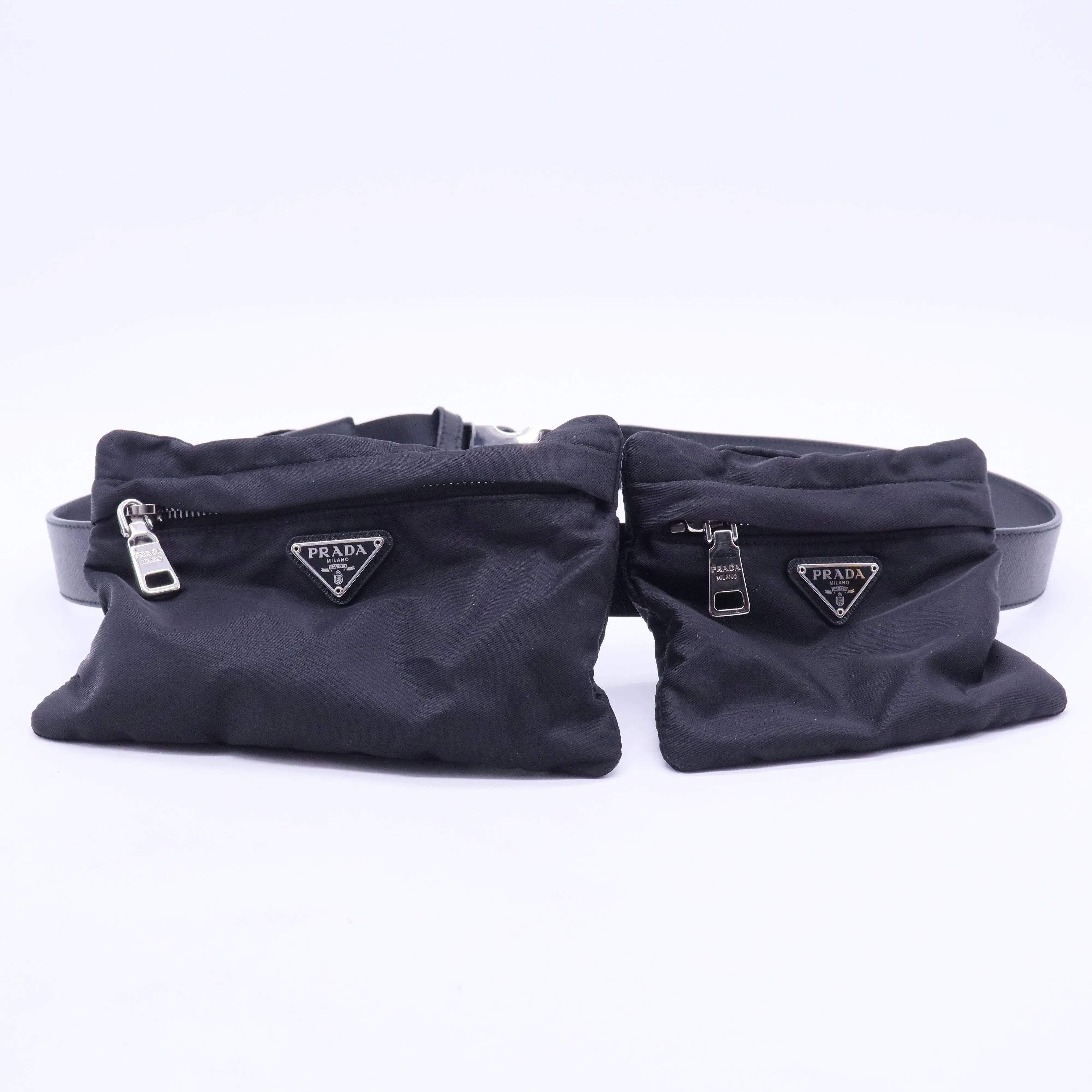 Pre-owned PRADA Canvas Belt Bags Black Pocket Bag Belt B20233