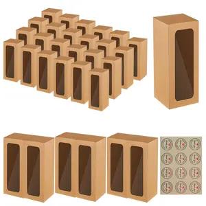 Brown Bakery Boxes with Window, 8.7'x3.15'x3.15' Gift-Ready Pastry Box for Chocolate Strawberries, Macarons, Truffles, Ores, Cookies, Donuts, Perfect for Different Holiday Celebrate
