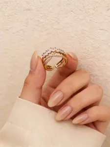 Cross Rhinestone Open Ring, Luxury High-End Design, Unique Shimmering Band, Elegant Accessory for Commute and Parties