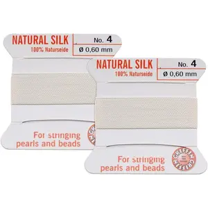 's 2 count  Silk Beading Cord Thread and  Size 4 White Color