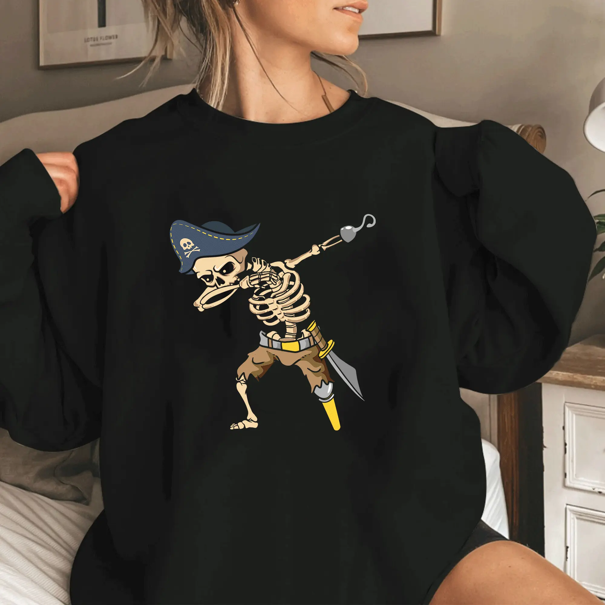 Halloween Dabbing Pirate Skeleton Sweatshirt
