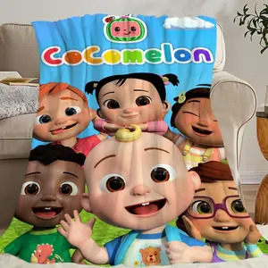 Cocomelon Cartoon Blanket Ultra Soft Plush Flannel Cozy Warm All Season Bedroom Couch Sofa Living Room Office Baby Travel Decor Birthday Christmas Gift for Kids Toddlers Boys Girls Fans Cute Style