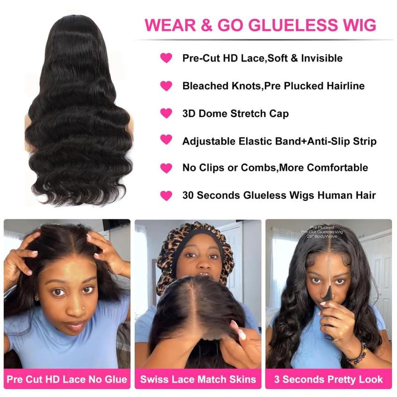 Suntuhair Wear and Go Glueless Wigs Human Hair Pre Plucked Pre Cut for Beginners 5x5 8X5 HD Lace Closure Wigs Human Hair 180% Density Body Wave Lace Front Wigs No Glue Pre Cut 3 Seconds to Wear Glueless Wig