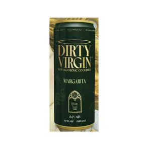 Dirty Virgin Non-Alcoholic Margarita Electrolyte Beverage for Adults - 0.0% ABV, 35 Calories, 12 fl oz (355 mL), Magnesium, Acid, Organic, Natural Sugar, Gluten-Free, Dietary-Friendly, 12-Month Shelf Life