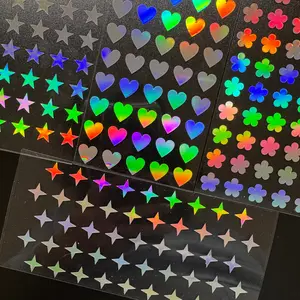 1 CM Holographic Star Sticker Sheet, Sparkle Heart Toploader Stickers