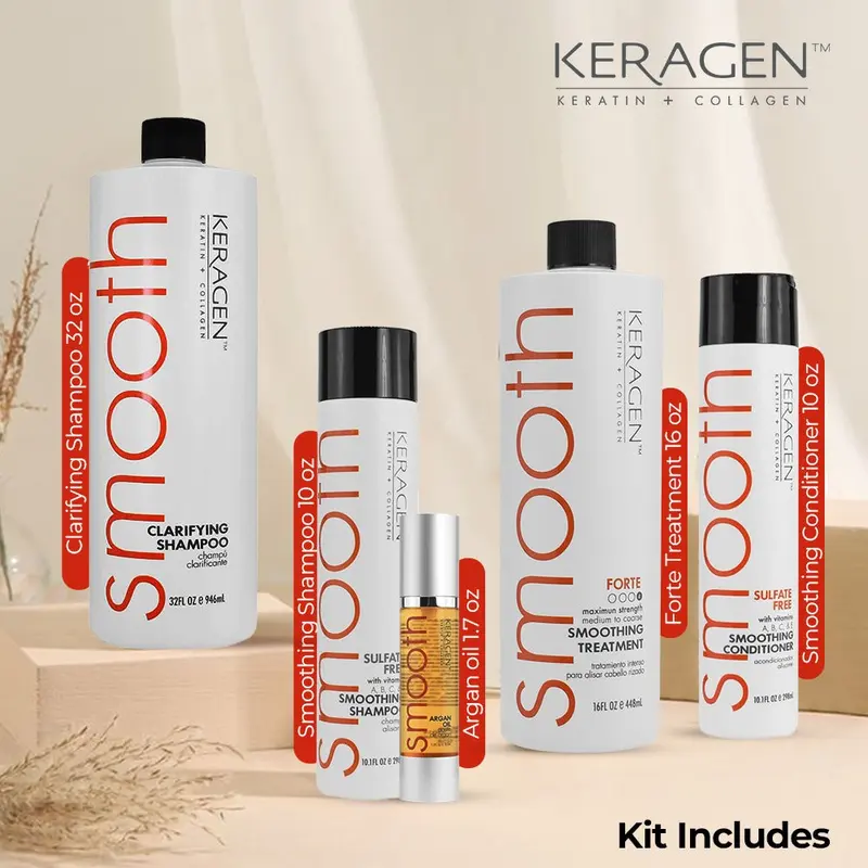 Keragen Brazilian Keratin Hair Treatment – Premium Straightening Cream, Sulfate-Free Anti-Frizz Formula, Perfect for Dry & Damaged Hair, Complete Kit Combo Set