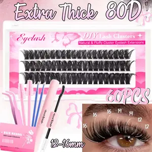 False Eyelashes Kit, 1 Set Mixed Length Individual False Eyelashes with Bond and Seal & Tweezers, Professional Eye Makeup Accessories for Women, Cosmetic Eyelash Cluster Kit, False Eyelashes Extensions, Bottom Lash Clusters