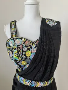 Ready Made Saree with Sequin Blouse and Belt