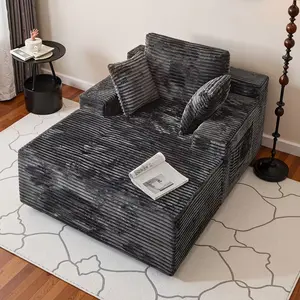 67" Oversized Chaise Lounge Chair Indoor,Plush Faux Fur Sleeper Sofa Couch Bed with Pillows&Wide Armrest,Fluffy Comfy Cloud Sofa,Compression Foam Boneless Couch for Living Room,Bedroom