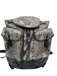 Pre-owned MCM Snake Print Rivet Drawstring Backpack/WJ03616022/6022