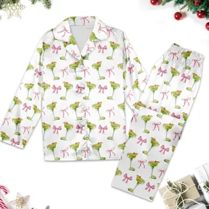 Margarita Pajamas, Cocktail Pajamas, Bridesmaid Pajamas,, Pink Bow Pajamas Coquette Pajamas, Girly Pajama, Tequila Drinking