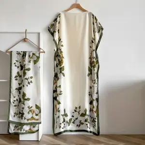 MooMoo Women's Long Length Colorblock Print Scarf & Poncho Set, Relaxed Fit Thin Fabric Sun Shield Shawl, Beach Wear Casual Soft Comfortable Swimwear Coverup, Fashion Accessory for Women