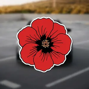 3PCS  Red Poppy Flower Black Center with Yellow Stamen Car Sticker Waterproof Sun-proof Durable Suitable for Car Triangular Windows Motorcycle Notebook Computer Water Bottle Fashionable Decorative Decal