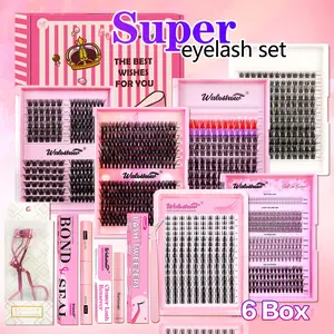 Mixed Length & Style False Eyelashes Kit, 1 Set Curling Fake Eyelashes & Eyelash Glue & Tweezers & Remover & Eyelash Curler, Eye Makeup Accessories