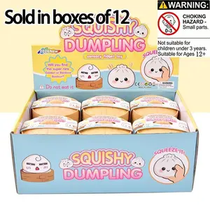 1 Box of 12 Random Color Stress Relief Squishies, Dumpling Squishy Toys, Small Gifts with Steamer, Wholesale High Value