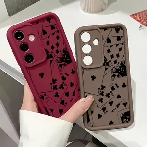 Black Poker Soft&Flexible TPU Silicone Phone Case For Galaxy S26 Ultra S25 Edge S24 FE S23 S22 S21 Plus A13 A14 A15 A16 A17 A33 A34 A35 A36 A52 A53 A54 NOTE20 Durable|Shockproof|Full Camera Protection|Anti-Fingerprint