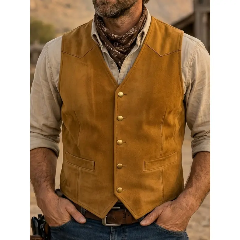 Men's Suede Leather Vest Cowboy Western Waistcoat Casual Slim Fit Suit Vest - TikTok Shop Men's Suede Leather Vest Cowboy Western Waistcoat Casual Slim Fit Suit Vest - TikTok Shop