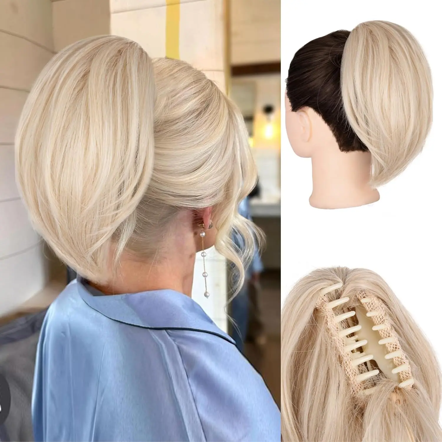 Claw Clip Ponytail Extension Synthetic Straight 10 Inch for Women Short Straight Claw Clip Ponytail Hair Extensions ... From  main image 3