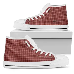 Maroon Beige Tight Plaid High Top Sneakers