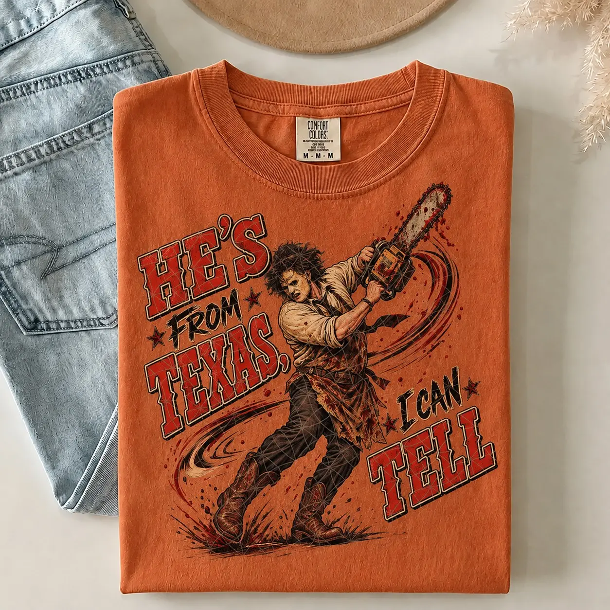 He's From Texas I Can Tell Shirt, Horror Chainsaw Shirt, Slasher Halloween Tee, Texas Horror Shirt, Vintage Horror Graphic Tee, Halloween T