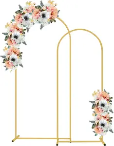Metal Arch Backdrop Stand Set of 2 (5FT, 6FT) - Gold Balloon Arch Frame for Wedding, Party - Indoor & Outdoor Home Festive Decor Accessories