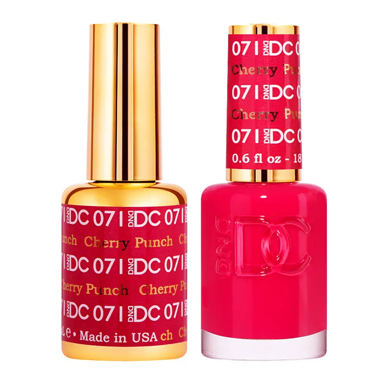 DND #071 Cherry Punch Gel & Regular Nail Polish Duo Set, UV-Cured Formula for Manicure Use