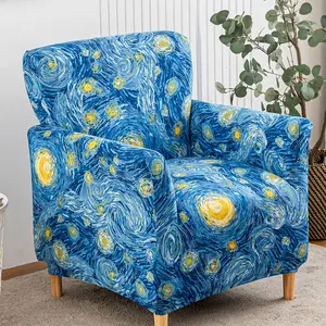 Stretch Chair Slipcovers with Arms for the Living Room, Printed Accent Chair Covers, Soft Banquet Chair Covers, Saucer Armchair Furniture Protectors