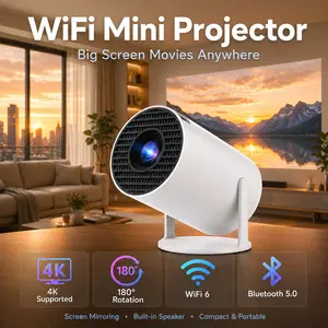 Mini  1080P HD, Wi-Fi 6 & Bluetooth, 4K Supported, 180° Rotatable, Big Screen Movies Anywhere home theater projector