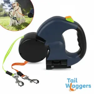 Tail Waggers Ultimate Dual Retractable Dog Leash with LED Light Tangle-Free for Two Dogs or Multiple Pets