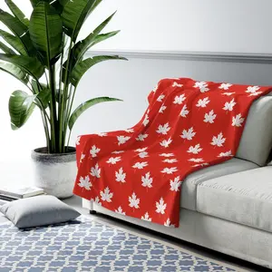 Sherpa Fleece Blanket Canada Day Blanket, Maple Leaf Print Throw, Patriotic Canadian Decor, Cozy Canada Flag Blanket, National Holiday Item