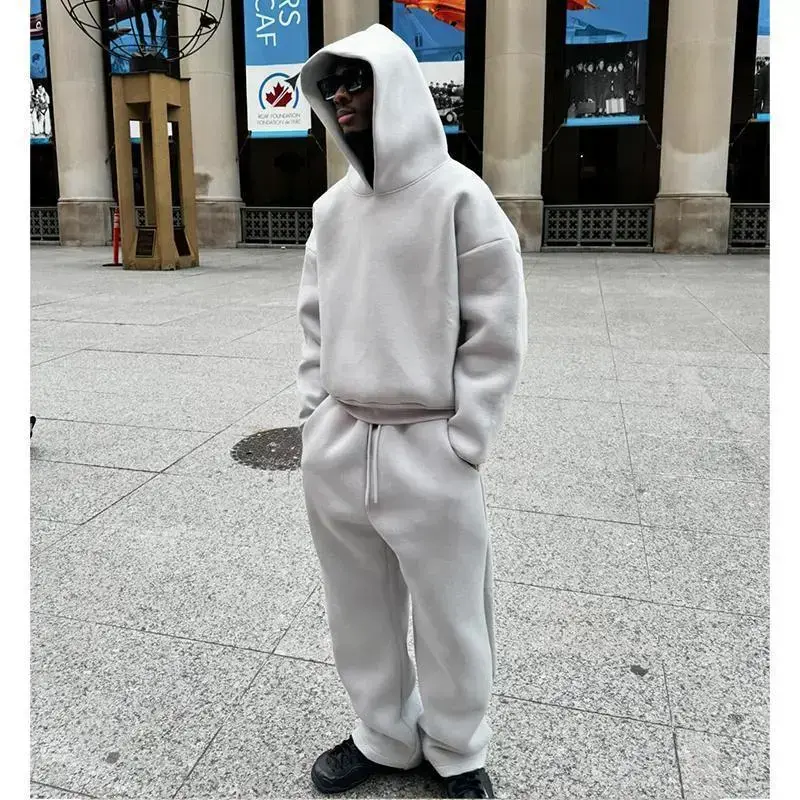 American Winter Oversized Hoodies Sweatpants Suits Men's Vintage Hip Hop Casual Elasticity Pullover Fashion Punk 2 Piece Set American Winter Oversized Hoodies Sweatpants Suits Men's Vintage Hip Hop Casual Elasticity Pullover Fashion Punk 2 Piece Set