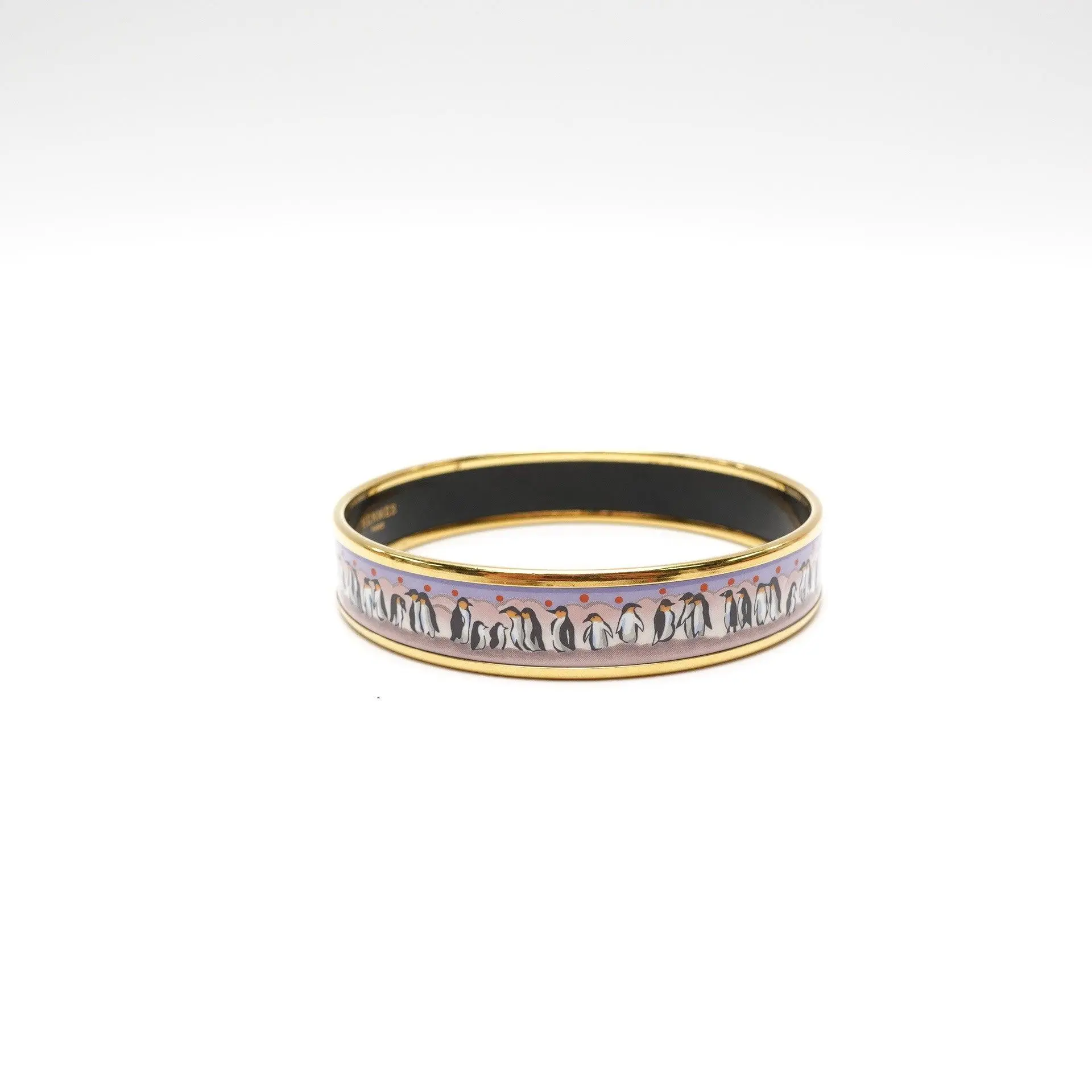 Pre-owned HERMÈS Penguins GM Pink Enamel Bangle Bracelet T10465728
