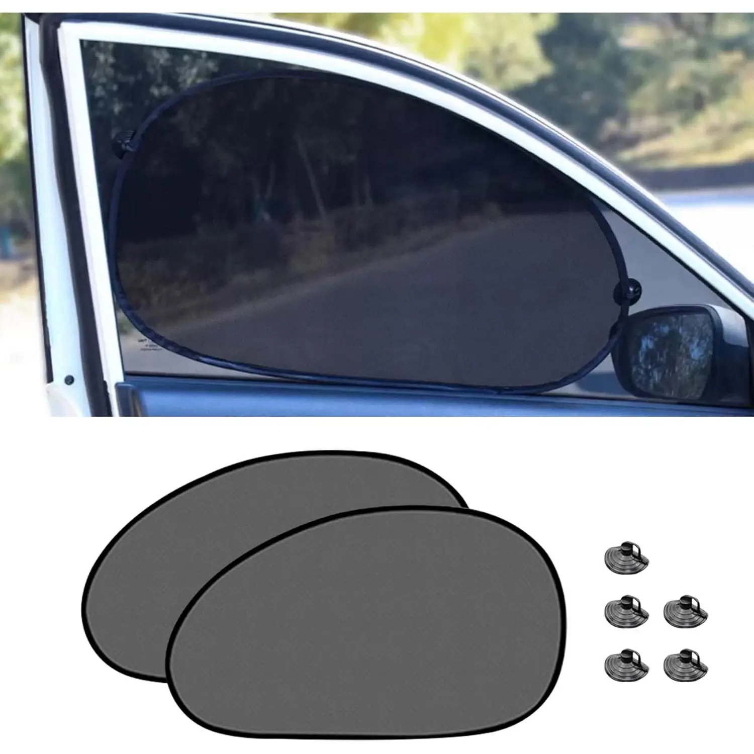 2PCS Car Window Shade, 25"*15" Side Window Sun Shade Blocker with Suction Cups, Mesh Vehicle Window Screen Provide Glare and UV Rays Protection for Baby, Universal Car Accessories for Most Models