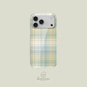 Macaron Color Plaid Pattern, Two-In-One Protective Case, Compatible with iPhone 17 Pro Max 16 Plus 15 Pro 14 Pro Max 13 Plus 12 Pro 11 Series