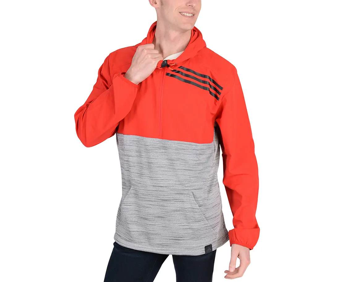 Modest Athletic Activewear Menswear Sportswear Jacket, Climalite Fabric for Cooling & Sweat-Wicking, Kangaroo Pockets, Full-Length Zip, Woven Adidas Badge on Left Chest, Tops, Sweatshirts