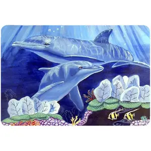 212 MAIN Under The Sea Dolphin Art Mouse Pad - Polyester, Heatproof, Large-Size, Permanently Dyed, Multi-Use Hot Pad/Trivet