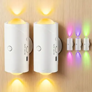 Smart LED Night Light with Motion Sensor,RGB Gradient Dimmable Wall Lamp,USB Rechargeable Indoor Ambient Lighting,Magnetic Step Lamp for Entryway,Bedside, Desk, Operated for Hallway Stairs Bedroom,lampu,room decor,Convenient Charging(Christmas)