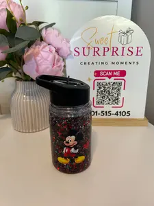 12oz Cartoon Inspired Snow Globe Tumbler – Glitter Kids Cup with Straw | Handmade Custom Gift