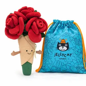 Jellycat Amuseables Rose Bouquet Plush Toy – Soft Red Roses Wrapped Plush, Cute Smiling Flower Doll, Romantic Valentine’s Day Gift, Anniversary Gift & Cozy Home Decor