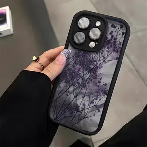 Black And Purple Flower Branch 7/8 Plus Anti-Drop Soft Shell with a Minimalist High-End Feel, Suitable for Iphone 14 Pro Max, Apple 13 Phone Case, Couple'S XS Max, New Model 12 Pro Anti-Drop, XR Frosted, 11 Unisex, 13 Full Coverage