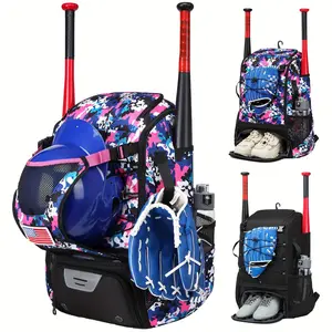 Lightweight Baseball & Softball Backpack With Shoe Compartment, Helmet Holder, And Fence Hook - Waterproof Oxford Fabric Sports Bag For Teens & Adults - Sports Training Equipment Fitness Bag, Outdoor Sports Bag