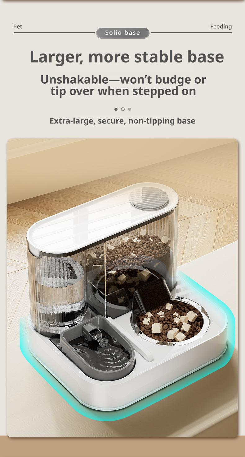 2-in-1 Automatic Cat Dog Feeder and Water Fountain, Gravity Pet Food Dispenser with Circulating Water Filter, Stainless Steel Bowl for Cats Dogs 2-in-1 Automatic Cat Dog Feeder and Water Fountain, Gravity Pet Food Dispenser with Circulating Water Filter, Stainless Steel Bowl for Cats Dogs