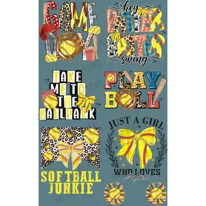 SOFTBALL GAME DAY (1) PREMADE GANGSHEET - 22X36 DTF TRANSFERS - DIRECT TO FILM