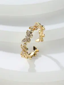 1pc Elegant Exquisite Gorgeous Luxurious Butterfly Cubic Zirconia Open Ring for Woman Daily Vacation Music Wedding Festival Anniversary Gift Couple's Gift，Gift for Her