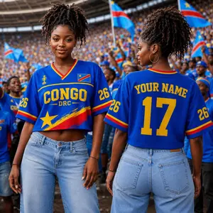 Custom Congo DRC 2026 Soccer Jersey Set, Matching Men & Women Crop Top Jerseys