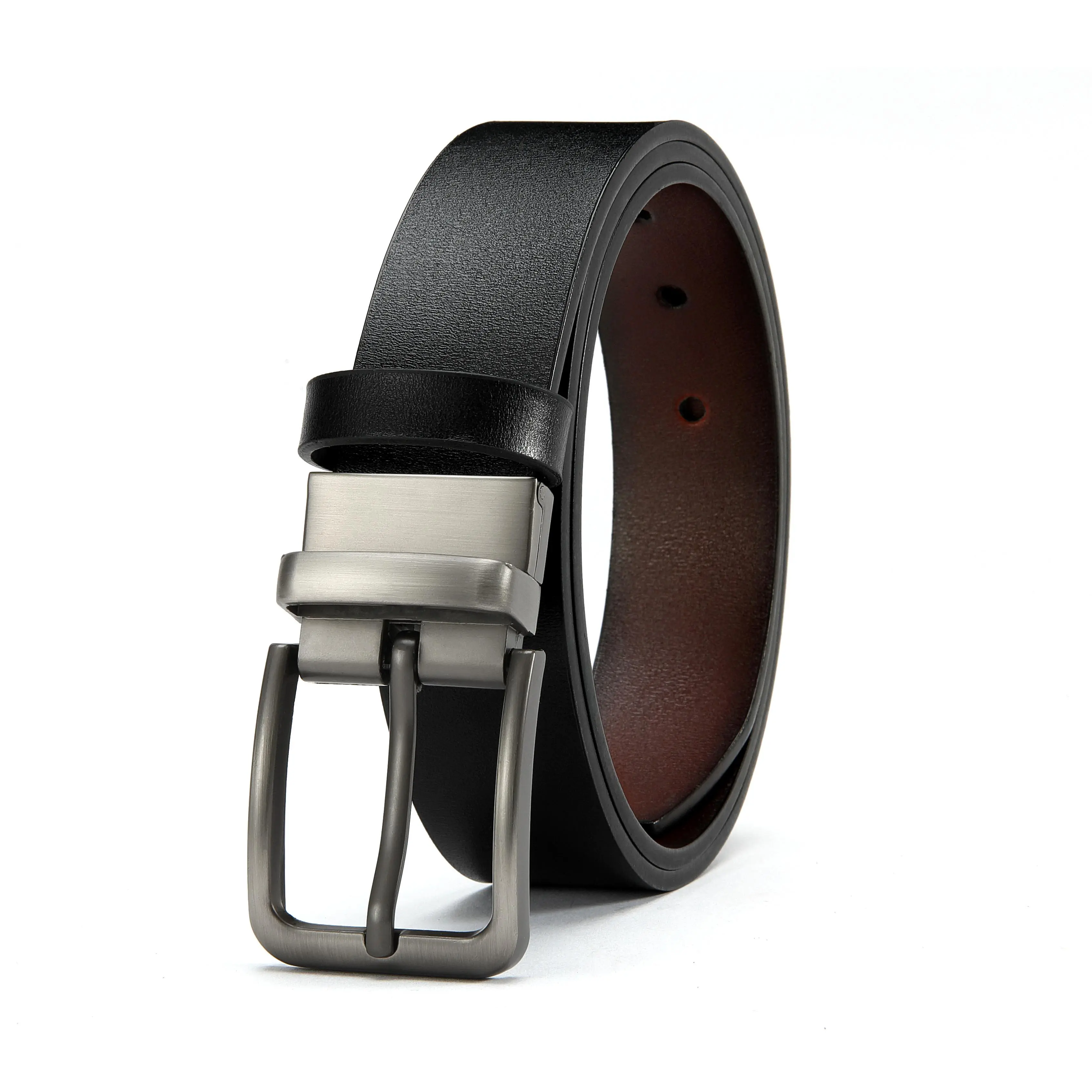 Male Cow Hide Belts, Heavy Duty Men’s Leather Belt with Adjustable Classic Rectangular Buckle, Matte Finish, Versatile Style for 2 Key Occasions - Ideal Valentine’s Day, Father’s Day Gift